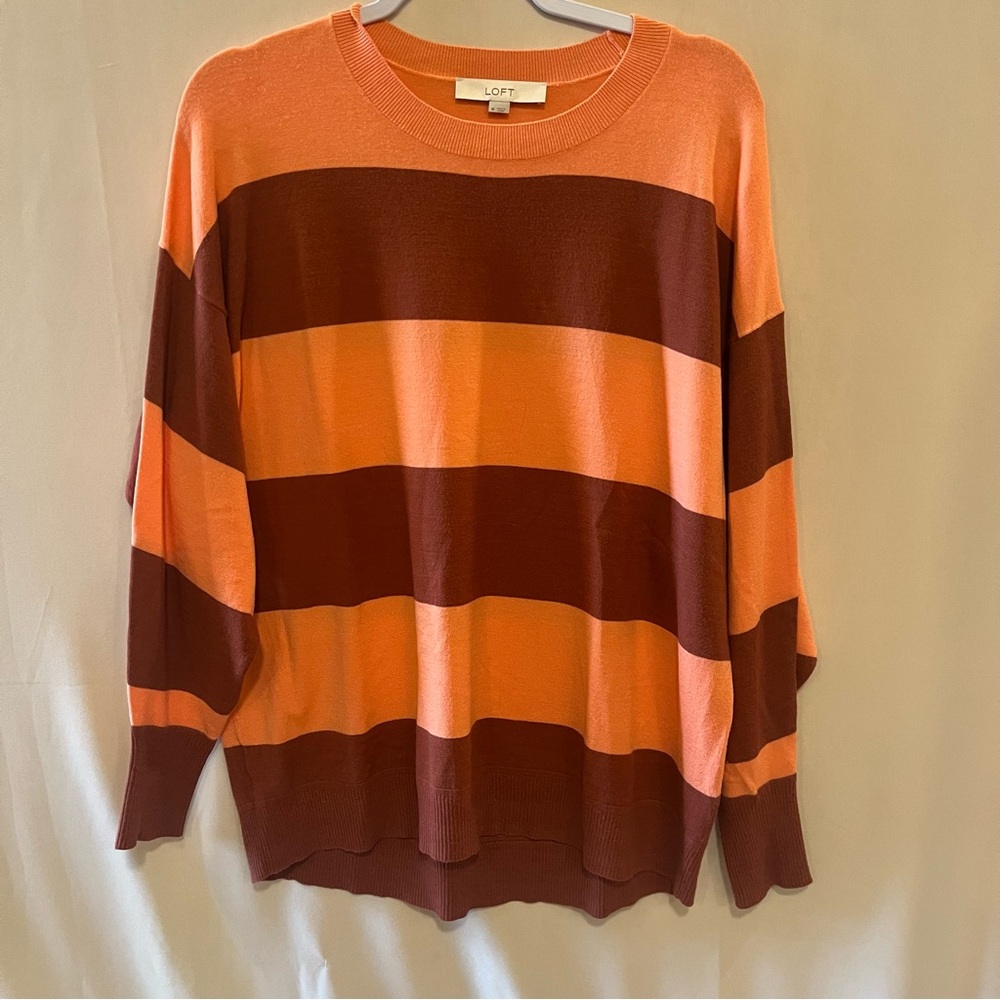 LOFT Knit Top in Orange and Brown